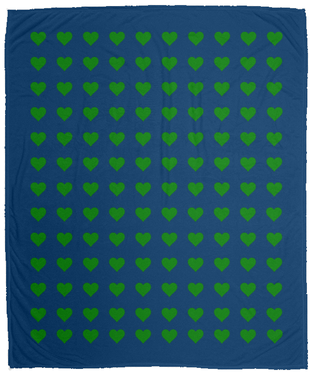 Plush Fleece Blanket - 50x60: GREEN HEARTS