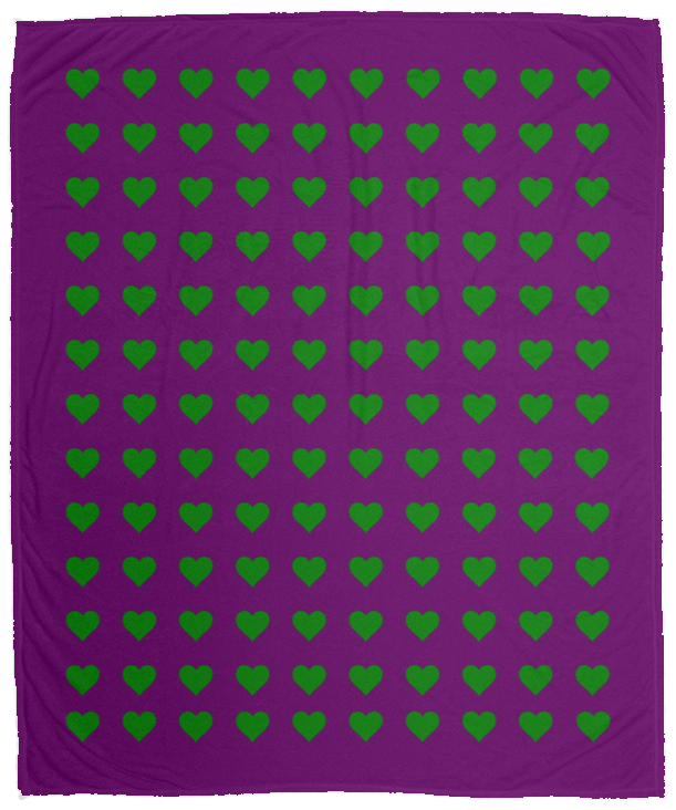 Plush Fleece Blanket - 50x60: GREEN HEARTS