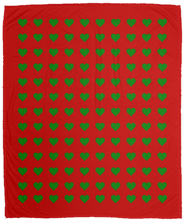 Plush Fleece Blanket - 50x60: GREEN HEARTS