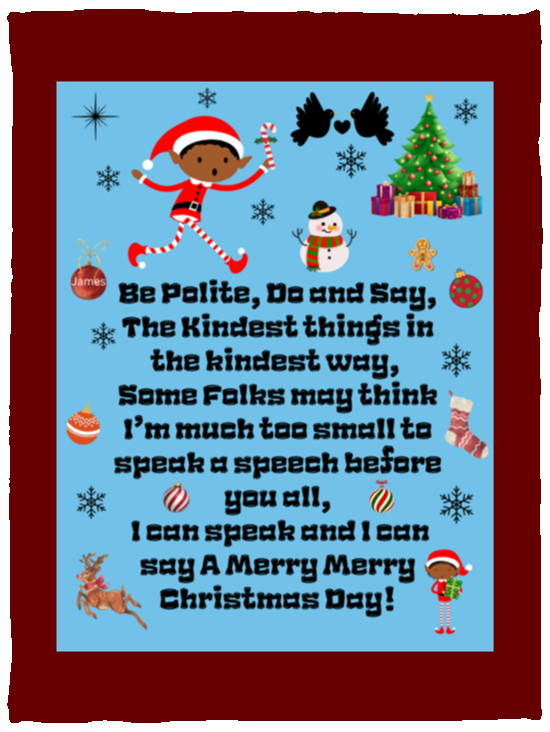 Plush Fleece Blanket - 30x40: ELF JAMES’S CHRISTMAS BLANKET BE POLITE, DO AND SAY, THE KINDEST THINGS,…