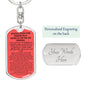 Keychain: INVOCATION FOR RIDING IN A VEHICLE OR ON AN ANIMAL: WITH THE NAME OF ALLAH. PRAISE IS TO ALLAH.