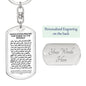 Dog Tag with Swivel Keychain: INVOCATION/PRAYER/DU'A FOR GOING TO THE MOSQUE: O Allah, place light in my heart, and on my tongue light, and in my ears light and in my sight light,...