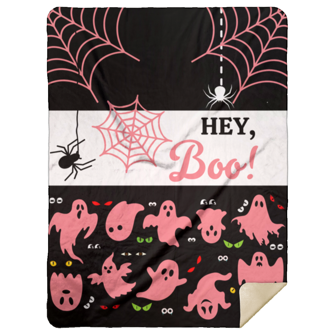 Premium Sherpa Blanket 60x80: HEY, BOO! HALLOWEEN BLANKET