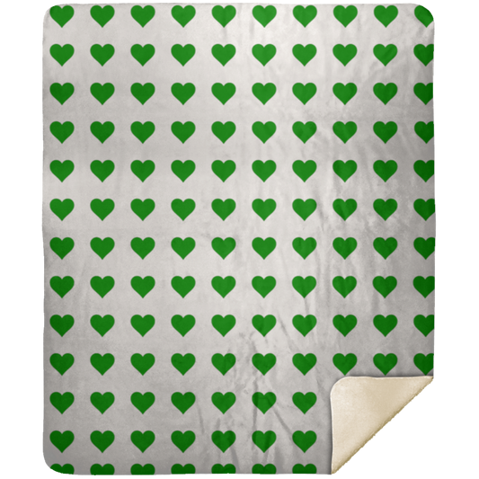 Premium Sherpa Blanket 50x60: GREEN HEARTS