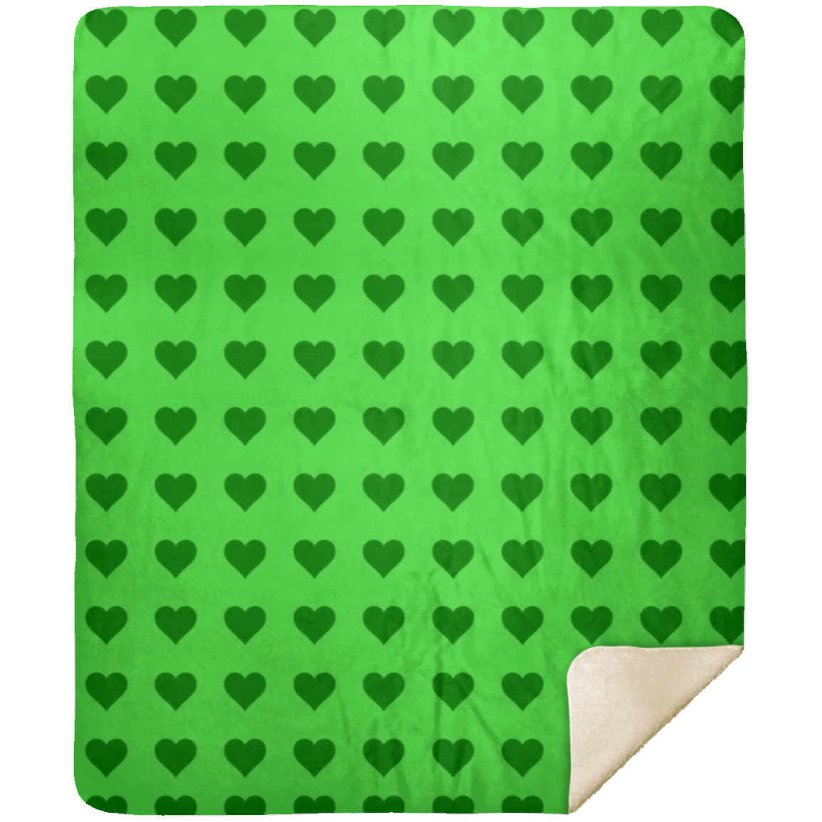 Premium Sherpa Blanket 50x60: GREEN HEARTS