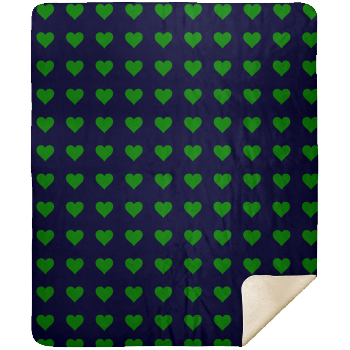 Premium Sherpa Blanket 50x60: GREEN HEARTS