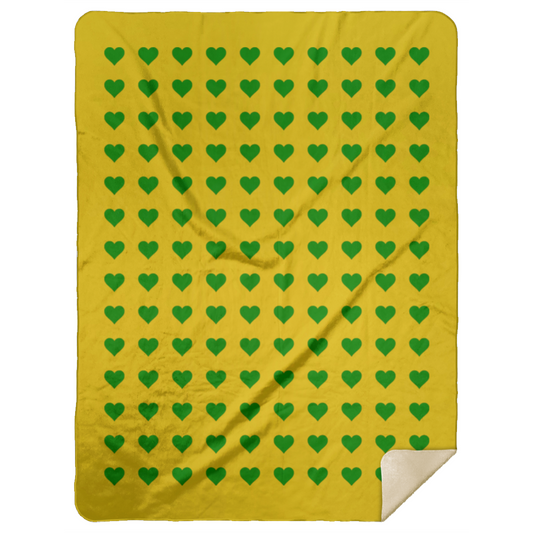 Premium Sherpa Blanket 60x80: GREEN HEARTS