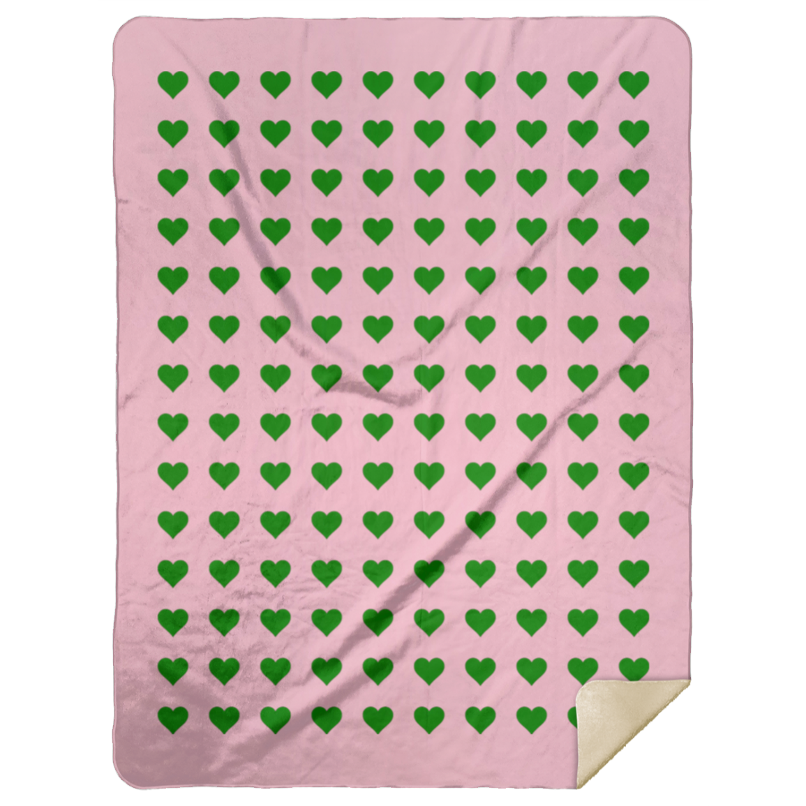 Premium Sherpa Blanket 60x80: GREEN HEARTS