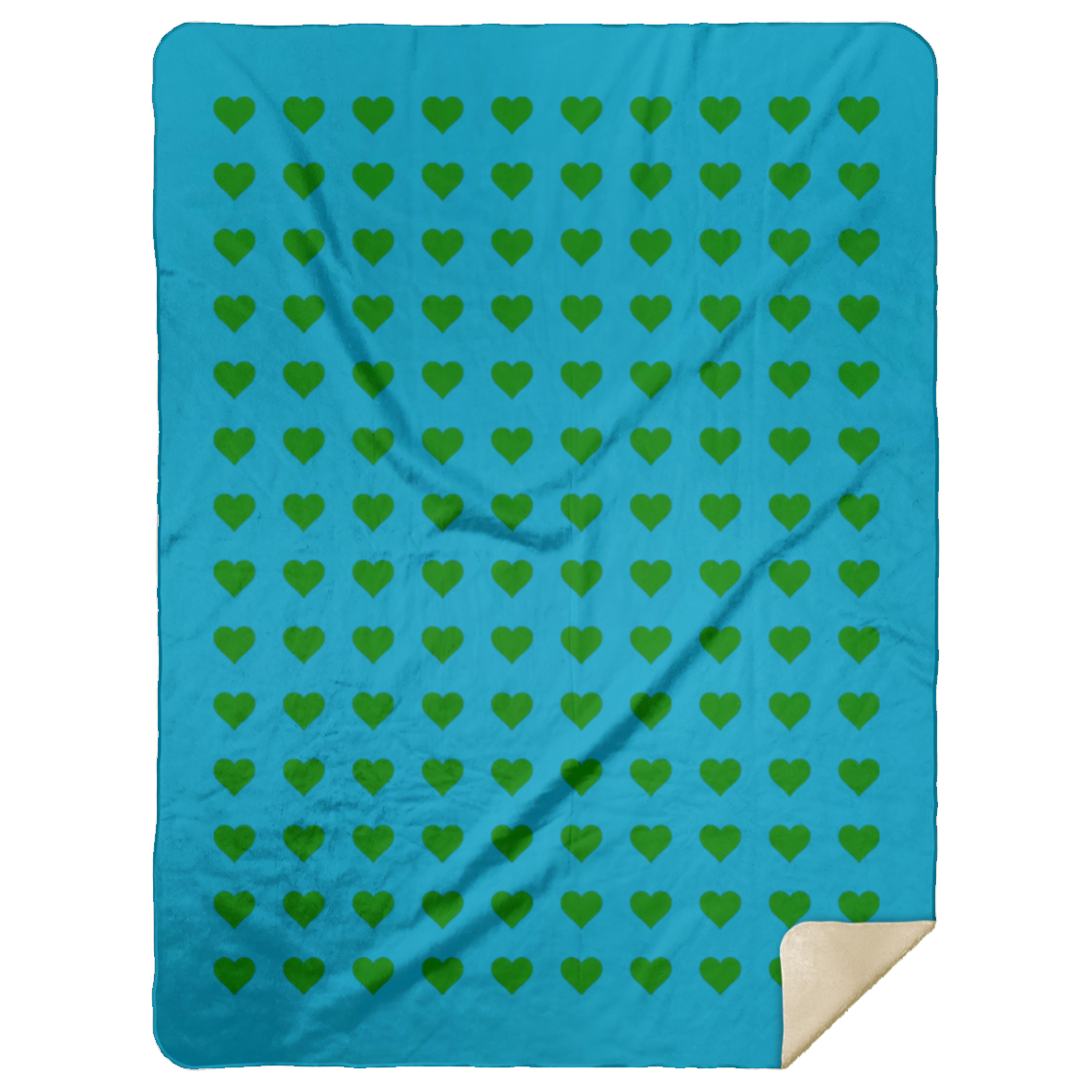 Premium Sherpa Blanket 60x80: GREEN HEARTS