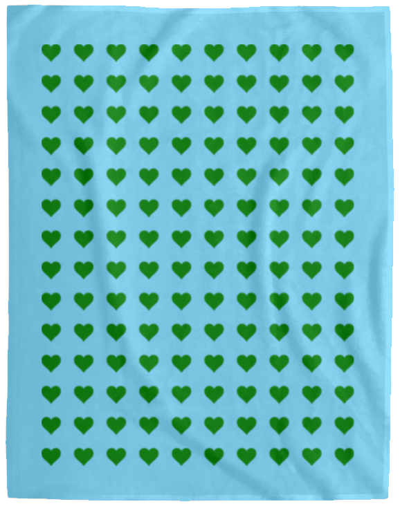 Plush Fleece Blanket - 60x80: GREEN HEARTS