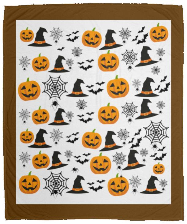 Plush Fleece Blanket - 50x60: HALLOWEEN PUMPKINS, WITCH HATS,  BATS,...BLANKET