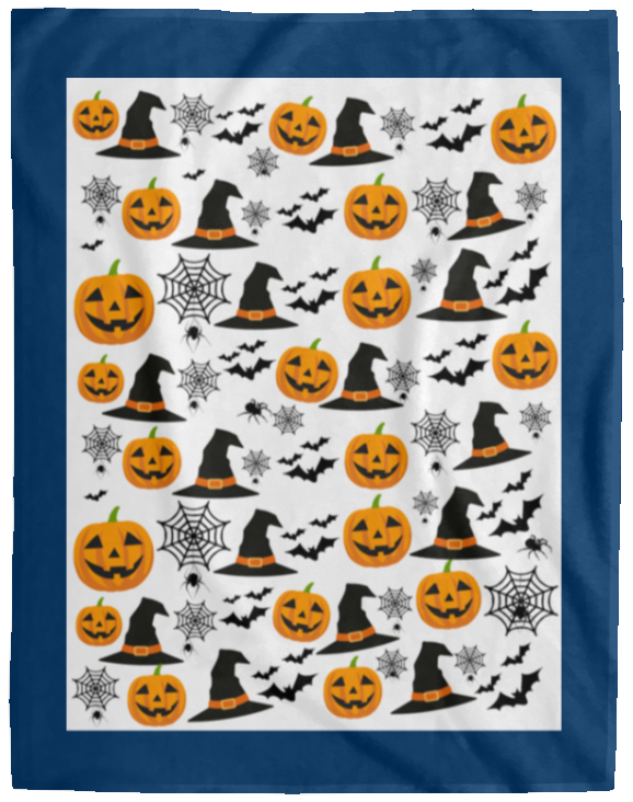 Plush Fleece Blanket - 60x80: HALLOWEEN PUMPKINS, WITCH HATS, BATS,... BLANKET