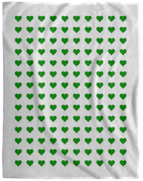 Plush Fleece Blanket - 60x80: GREEN HEARTS