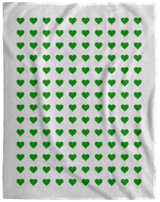 Plush Fleece Blanket - 60x80: GREEN HEARTS