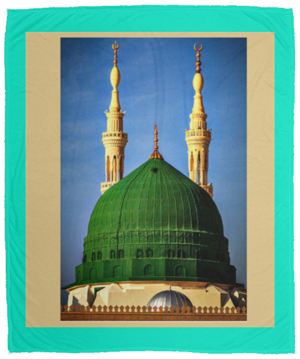 Plush Fleece Blanket - 50x60: AL-MASJID AN-NABAWI GREEN DOME BLANKET