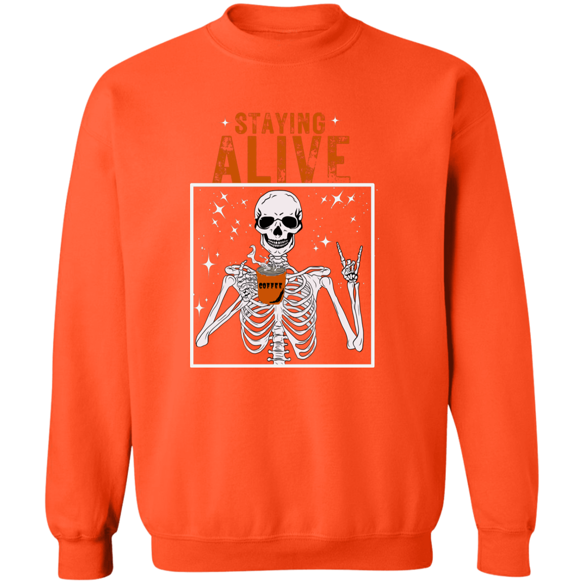 Crewneck Pullover Sweatshirt: HALLOWEEN STAYING ALIVE SKELETON