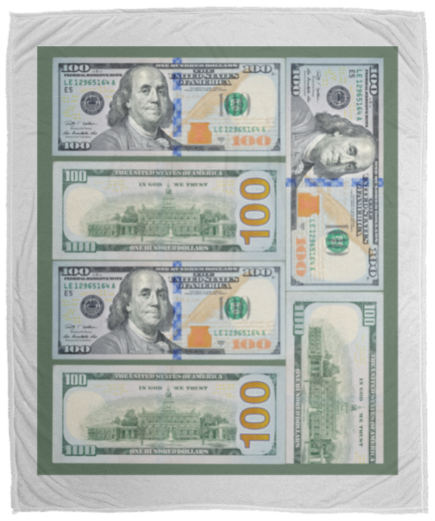 Plush Fleece Blanket - 50x60: $100 DOLLAR BILL BLANKET