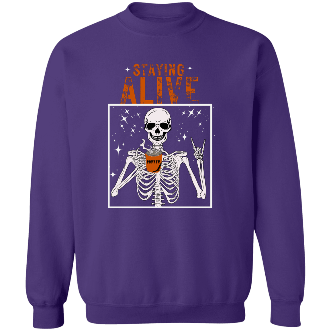 Crewneck Pullover Sweatshirt: HALLOWEEN STAYING ALIVE SKELETON