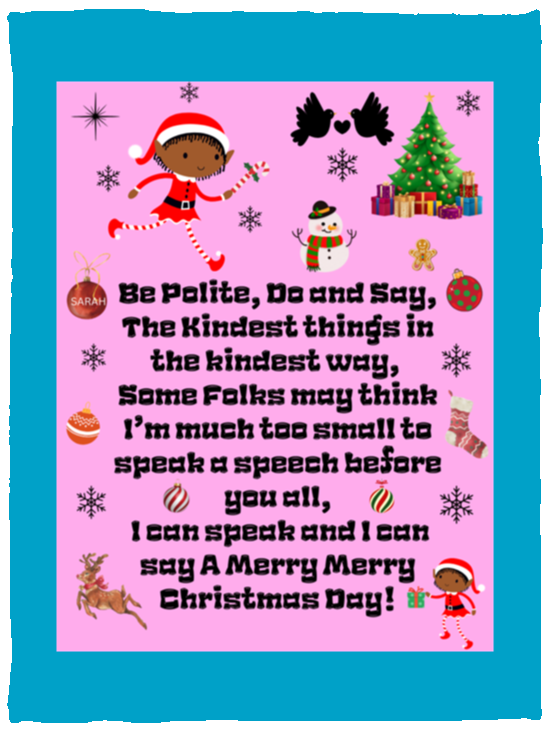 Plush Fleece Blanket - 30x40: ELF SARAH'S CHRISTMAS BLANKET BE POLITE, DO AND SAY, THE KINDEST THINGS,…