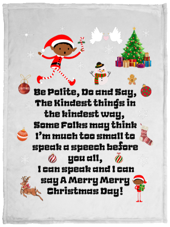 Plush Fleece Blanket - 30x40: ELF JAMES’S CHRISTMAS BLANKET Be Polite, Do and Say, The Kindest Things,…