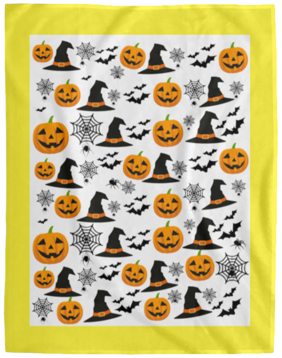 Plush Fleece Blanket - 60x80: HALLOWEEN PUMPKINS, WITCH HATS, BATS,...BLANKET