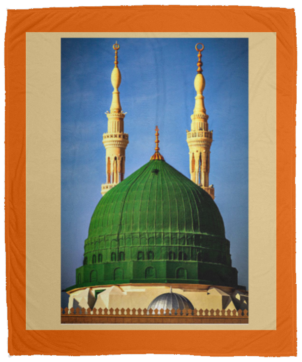 Plush Fleece Blanket - 50x60: AL-MASJID AN-NABAWI GREEN DOME BLANKET