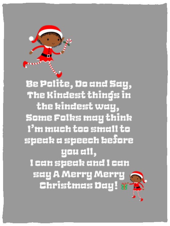 Plush Fleece Blanket - 30x40: ELF SARAH’S CHRISTMAS BLANKET BE POLITE, DO AND SAY, THE KINDEST THINGS,...