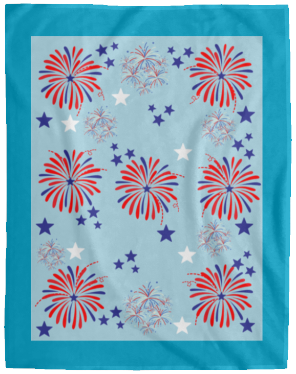 Plush Fleece Blanket - 60x80: 4TH OF JULY FIREWORKS