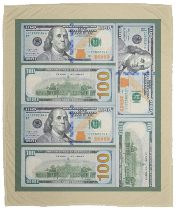 Plush Fleece Blanket - 50x60: $100 DOLLAR BILL BLANKET