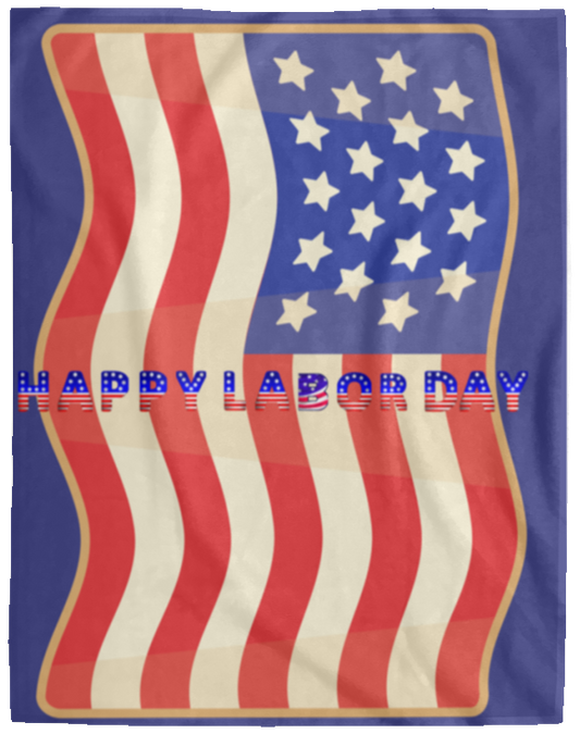 Plush Fleece Blanket - 60x80: HAPPY LABOR DAY FLAG BLANKET