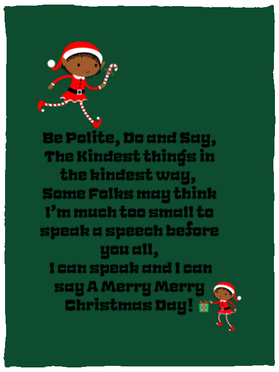 Plush Fleece Blanket - 30x40: ELF SARAH’S CHRISTMAS BLANKET, BE POLITE, DO AND SAY, THE KINDEST THINGS,...