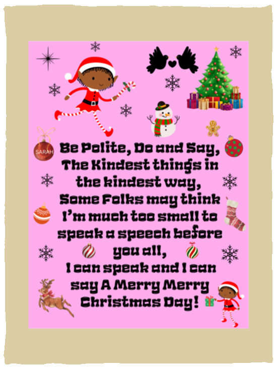 Plush Fleece Blanket - 30x40: ELF SARAH'S CHRISTMAS BLANKET BE POLITE, DO AND SAY, THE KINDEST THINGS,…