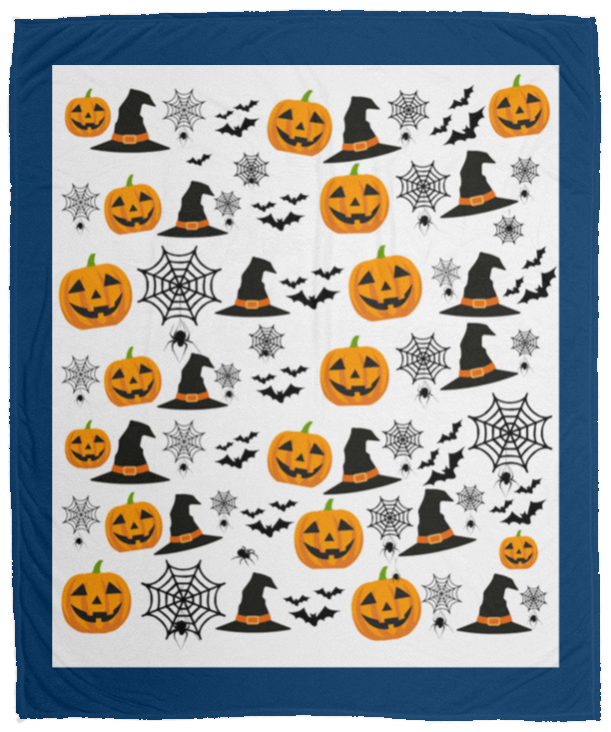 Plush Fleece Blanket - 50x60: HALLOWEEN PUMPKINS, WITCH HATS,...BLANKET