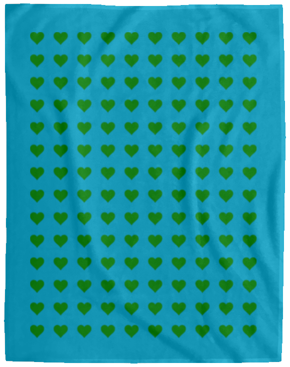 Plush Fleece Blanket - 60x80: GREEN HEARTS