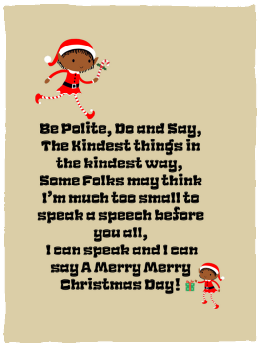 Plush Fleece Blanket - 30x40: ELF SARAH’S CHRISTMAS BLANKET BE POLITE, DO AND SAY, THE KINDEST THINGS,...