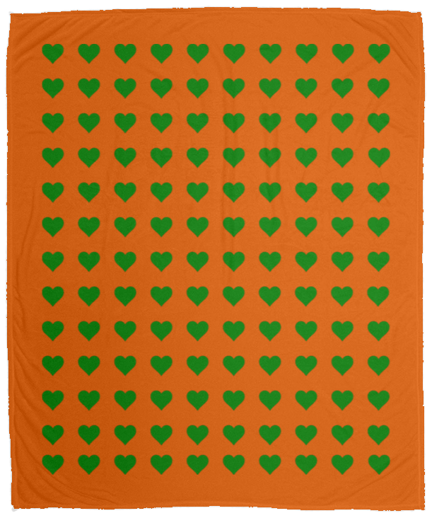 Plush Fleece Blanket - 50x60: GREEN HEARTS