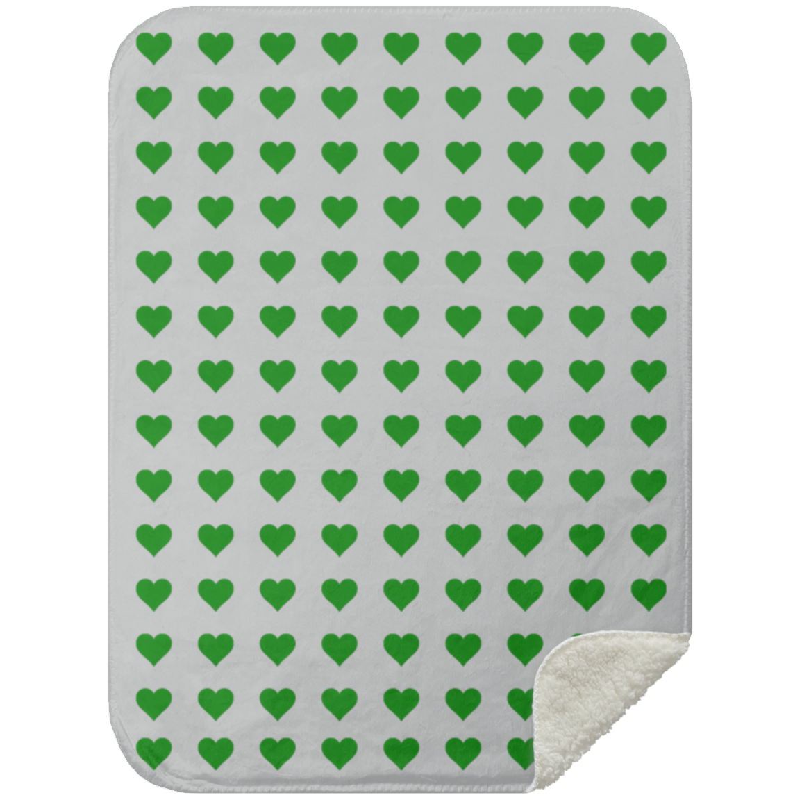 Premium Sherpa Blanket 30x40: GREEN HEARTS