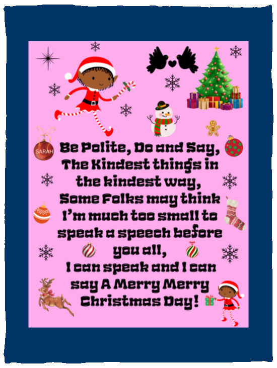 Plush Fleece Blanket - 30x40: ELF SARAH'S CHRISTMAS BLANKET BE POLITE, DO AND SAY, THE KINDEST THINGS,…