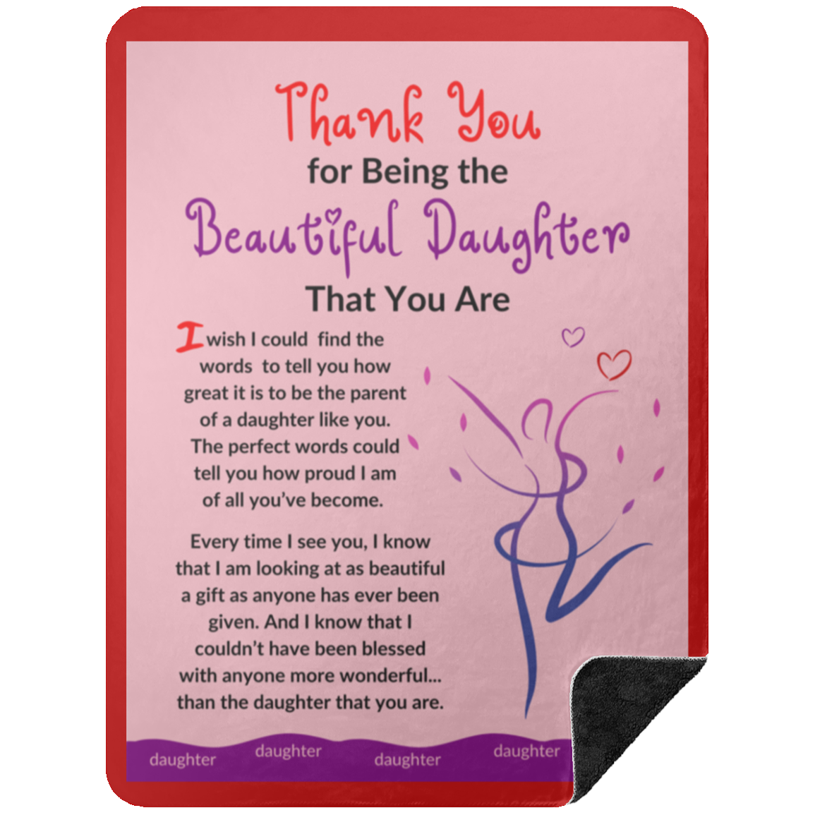 Premium Black Sherpa Blanket 60x80: Thank You for Being the Beautiful Daughter That You Are,...