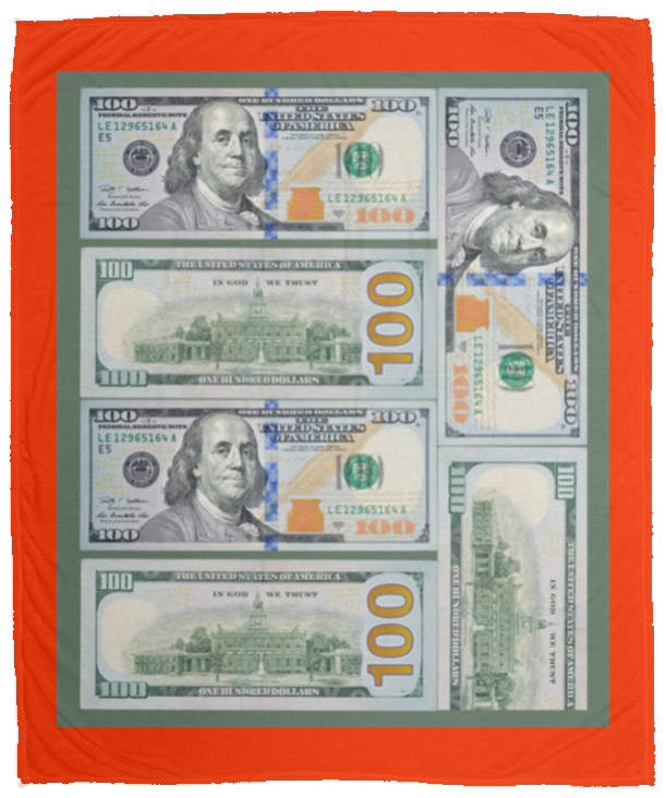 Plush Fleece Blanket - 50x60: $100 DOLLAR BILL BLANKET