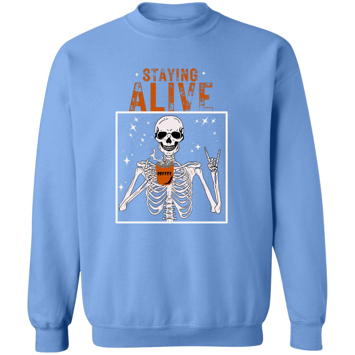 Crewneck Pullover Sweatshirt: HALLOWEEN STAYING ALIVE SKELETON