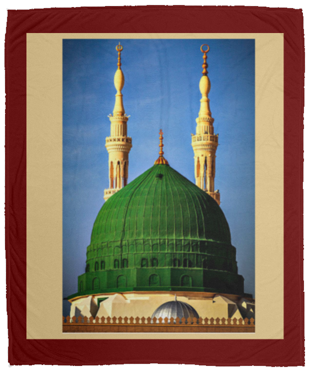 Plush Fleece Blanket - 50x60: AL-MASJID AN-NABAWI GREEN DOME BLANKET