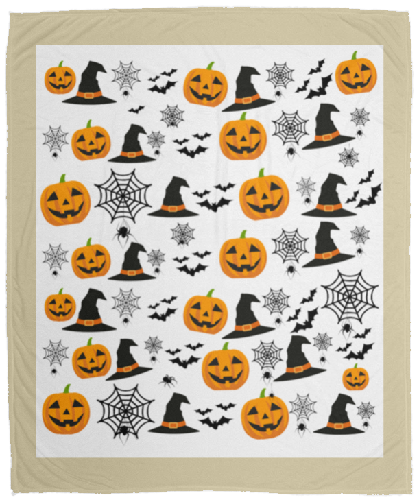 Plush Fleece Blanket - 50x60: HALLOWEEN PUMPKINS, WITCH HATS,...BLANKET