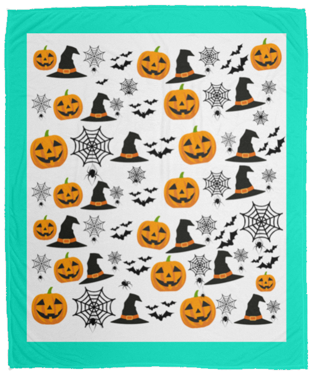 Plush Fleece Blanket - 50x60: HALLOWEEN PUMPKINS, WITCH HATS,...BLANKET