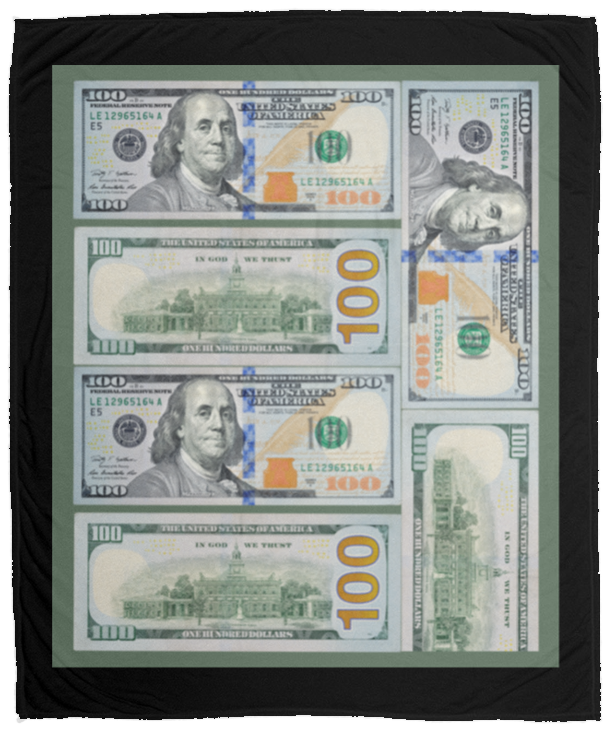 Plush Fleece Blanket - 50x60: $100 DOLLAR BILL BLANKET