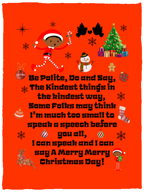 Plush Fleece Blanket - 30x40: ELF JAMES’S CHRISTMAS BLANKET BE POLITE, DO AND SAY, THE KINDEST THINGS,…