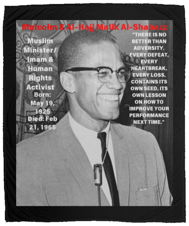 Plush Fleece Blanket - 50x60: MALCOLM X BLANKET