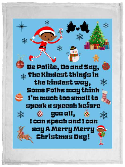 Plush Fleece Blanket - 30x40: ELF JAMES’S CHRISTMAS BLANKET BE POLITE, DO AND SAY, THE KINDEST THINGS,…