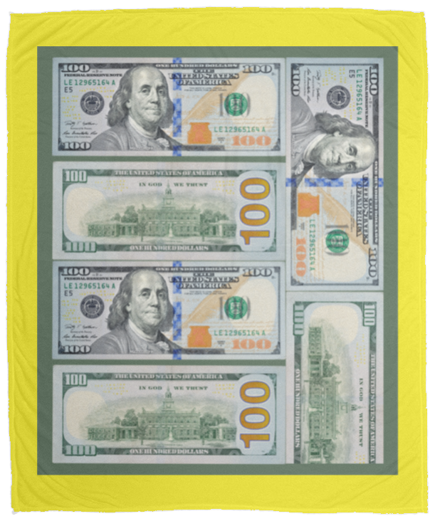 Plush Fleece Blanket - 50x60: $100 DOLLAR BILL BLANKET