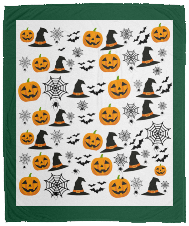 Plush Fleece Blanket - 50x60: HALLOWEEN PUMPKINS, WITCH HATS,  BATS,...BLANKET